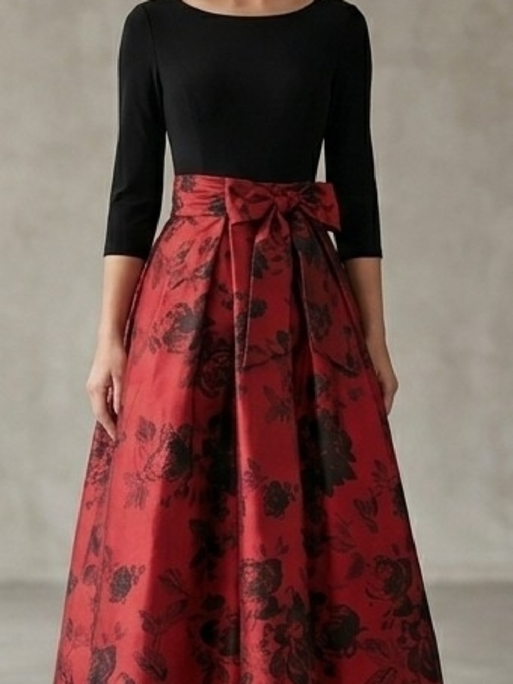 Beautiful Dramatic Rose Damask Evening Gown